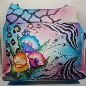 Anuschka Hand Painted Leather Organizer Satchel